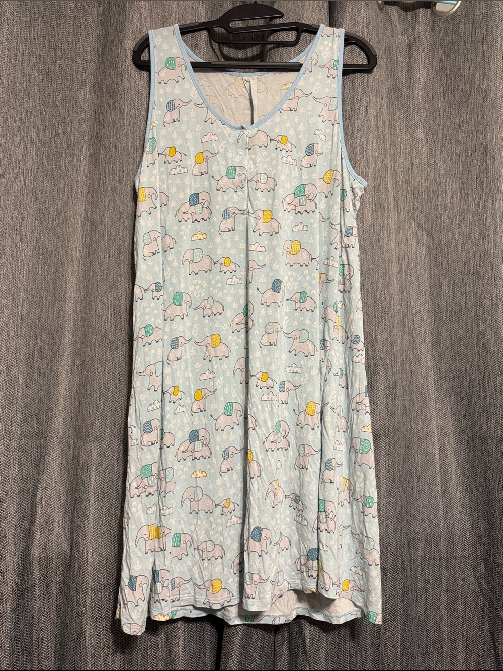 Little Sleepies Light Blue Elephant Print Sleeveless Nightgown